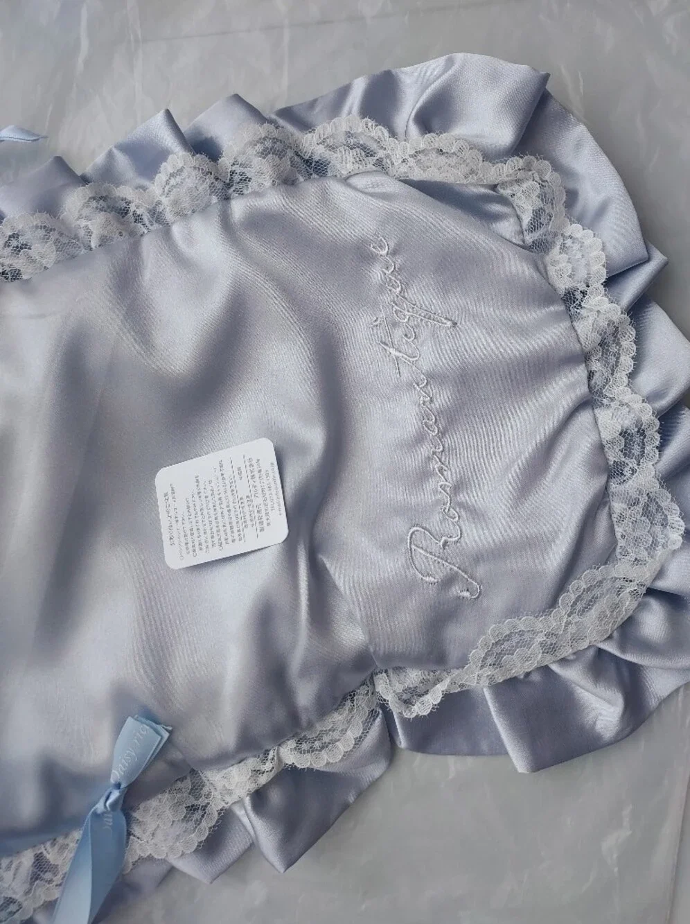 Japan brand grey silver lace Satin Lace cloths cosmetic drawstring bag pouch